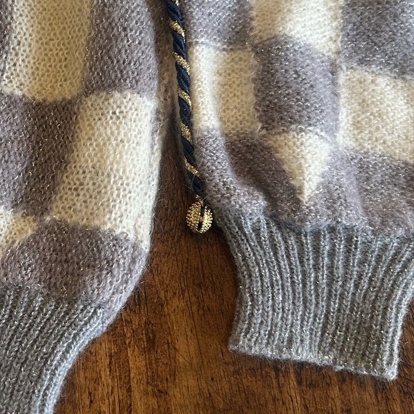 Ribot Italy | Vintsge 80s Mohair Blend Crewneck Dolman Sleeve Checkered Sweater - Picture 4 of 10